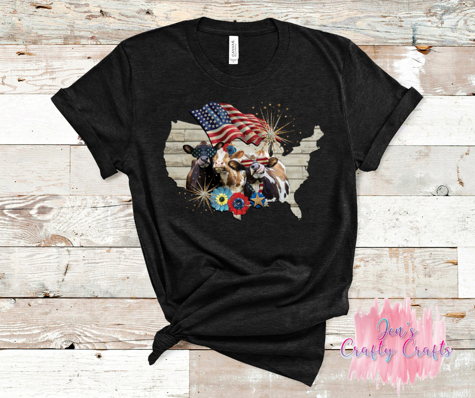 Patriotic Cow Graphic Tee