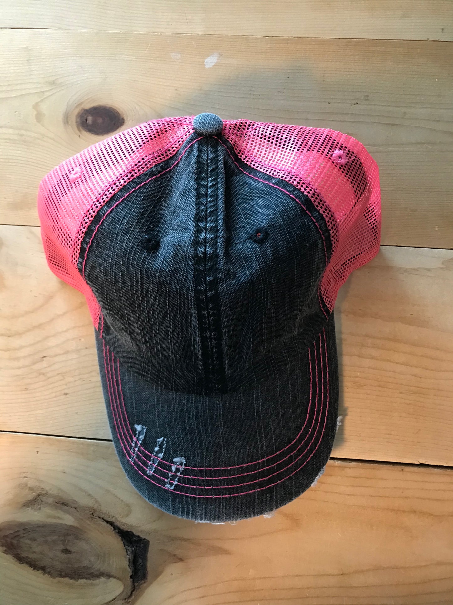 Distressed ponytail hat