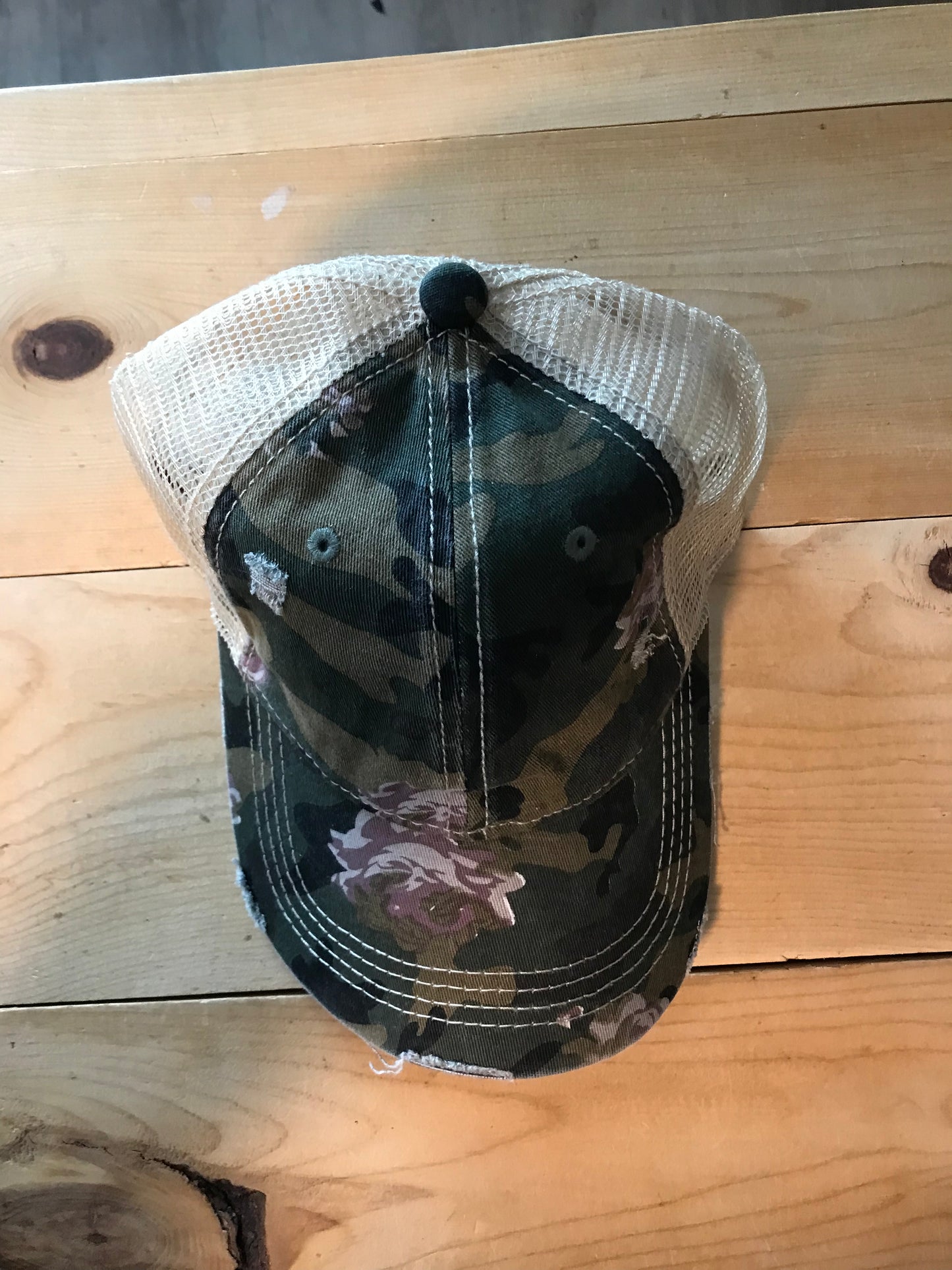Floral -Camo ponytail Hat