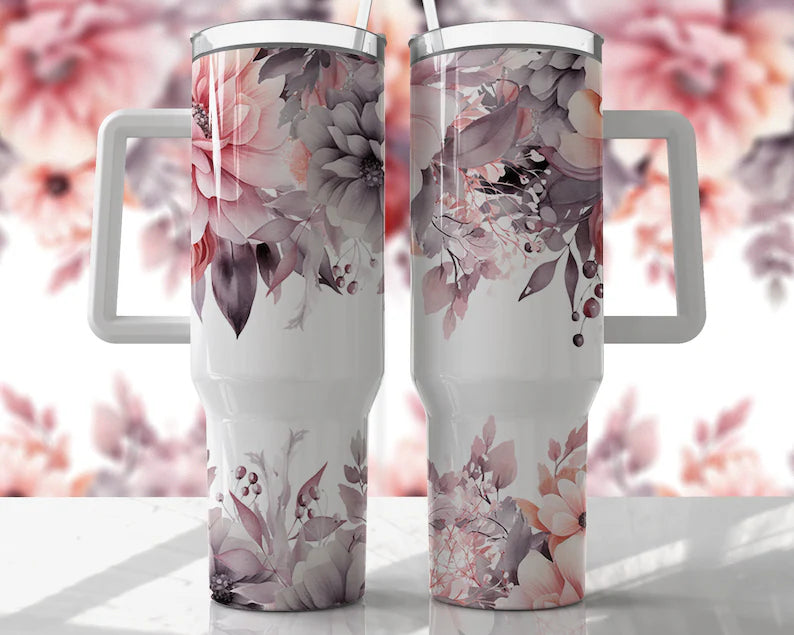 Purple Floral 40 oz Tumbler