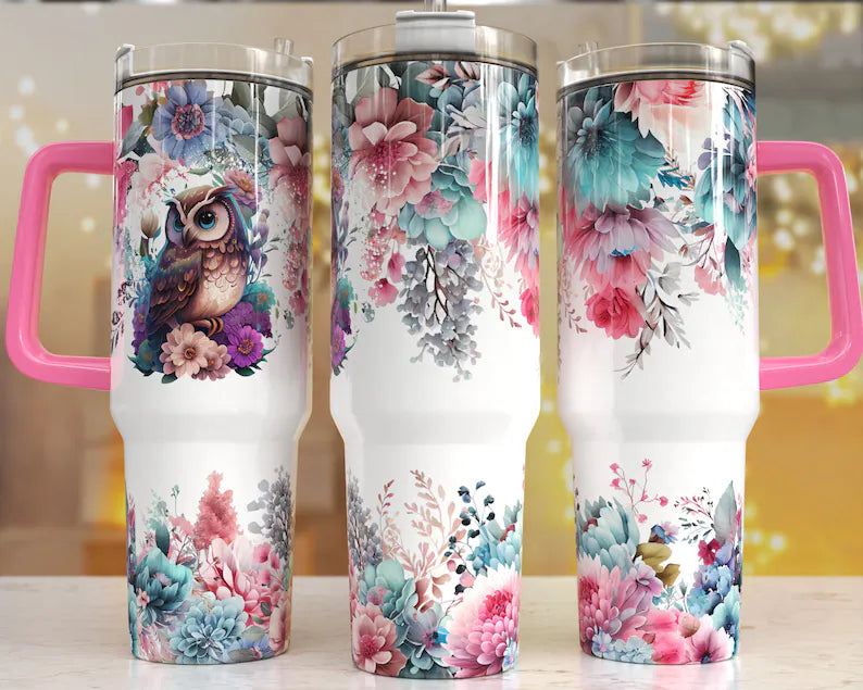 Floral Owl 40 oz Tumbler