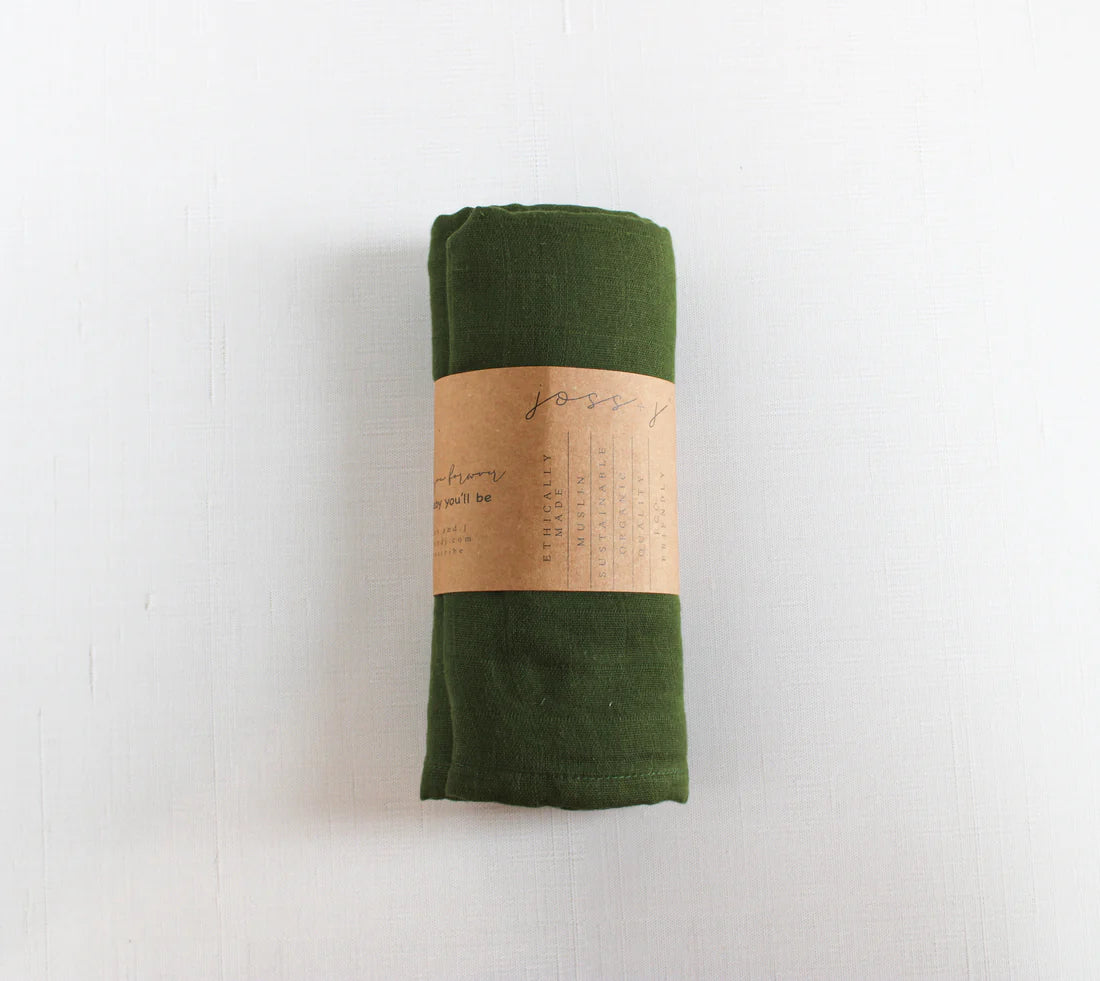 Hunter Green muslin swaddle