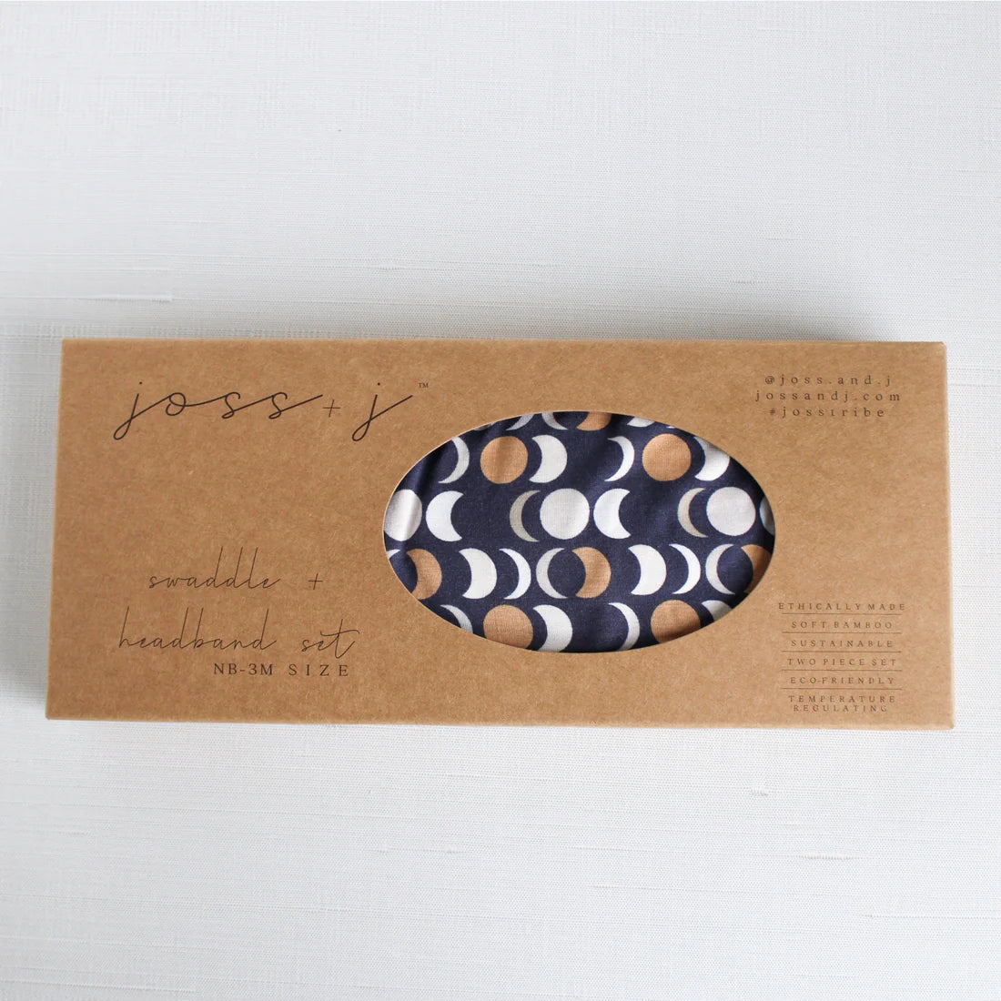 Navy Moons bamboo beanie + swaddle set