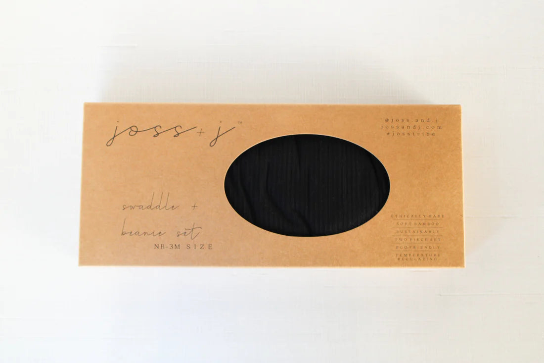 Basic Black bamboo headband + swaddle set