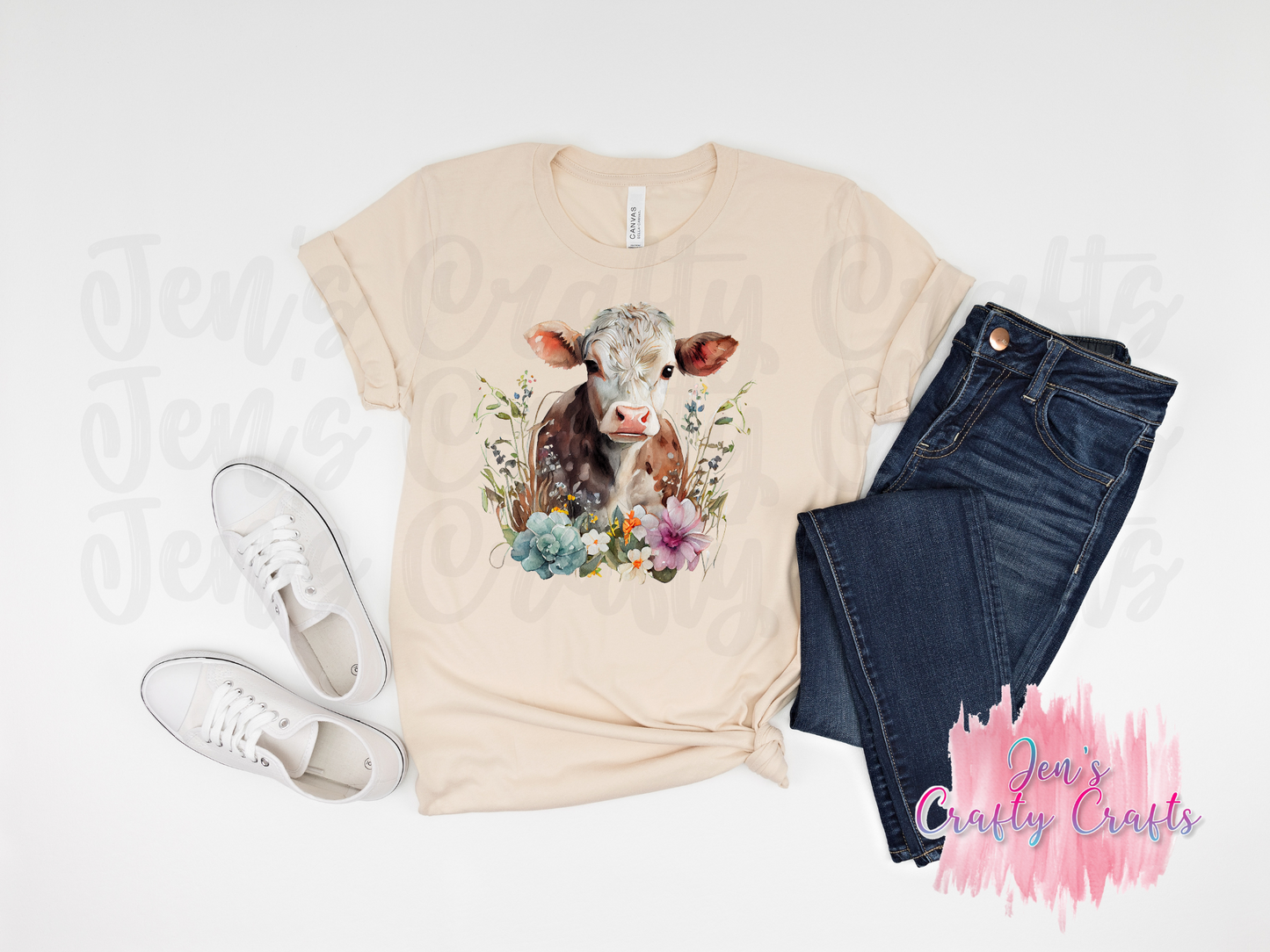 Pink Nose Floral Cow