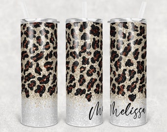 Leopard "Glitter Effect" Tumbler (Can add name)