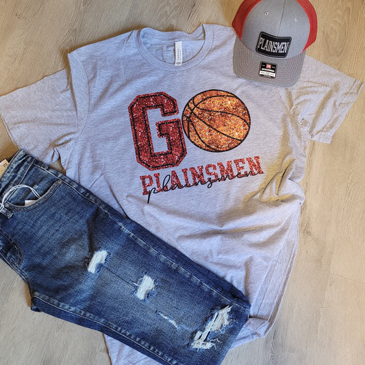 Go Plainsmen Basketball Faux Glitter