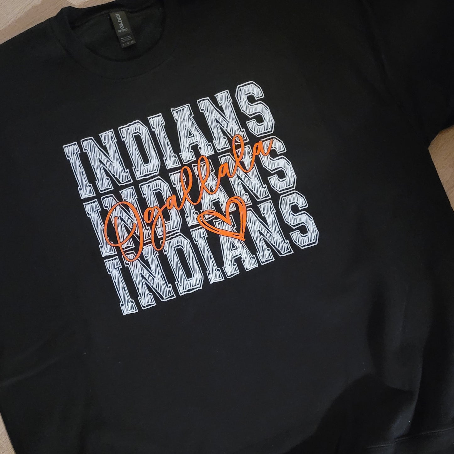 Ogallala Indians heart-White/Orange ink