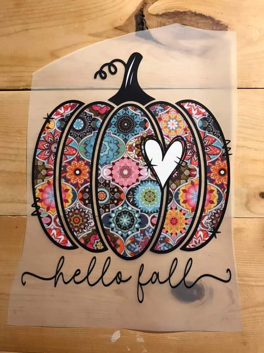 Hello Fall Colorful Paisley Pumpkin