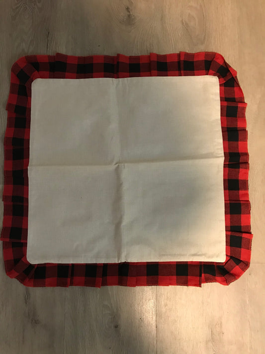 Red plaid  / beige pillow case