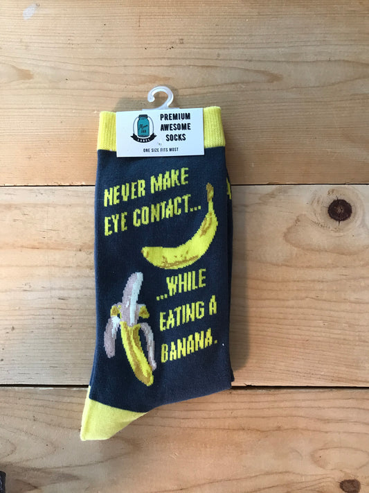 Never make eye contact banana socks