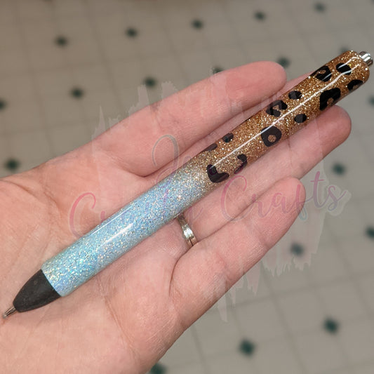 Blue leopard Glitter Pen